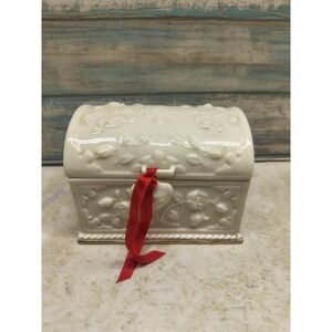 Lenox Porcelain Jewelry Music Box, Plays "For Elise," Red Velvet Lined